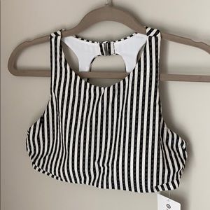 Athleta Seersucker High Neck Bikini Top